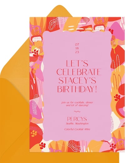 Eclectic Electric invitation that's perfect for a taco night engagement party theme