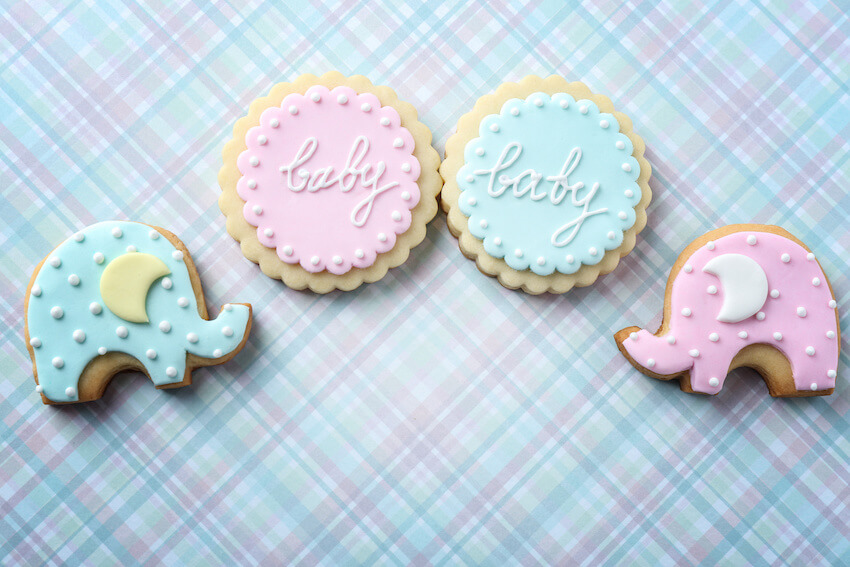 Elephant themed baby cookies