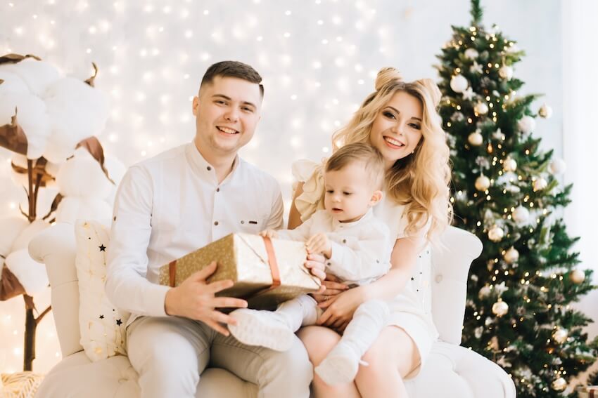 Family smiling at the camera