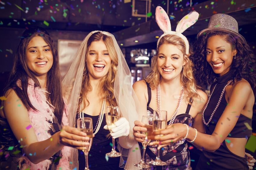 Vegas bachelorette party: friends having a toast