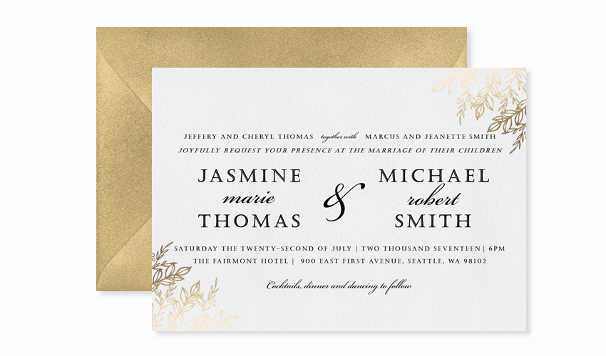 simple gilded branches invitation template