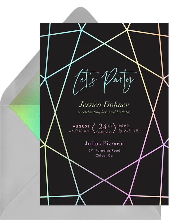 teen birthday party ideas: glow-in-the-dark party invitation from Greenvelope