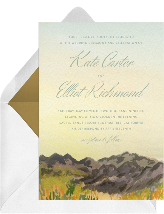 Watercolor digital wedding invitations featuring a naturescape