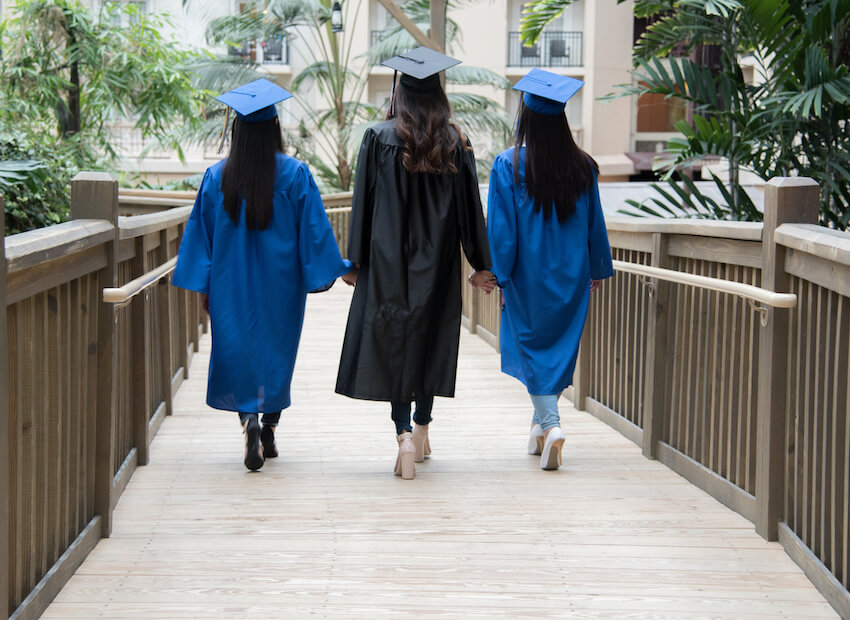 High school graduation party ideas: graduates walking together