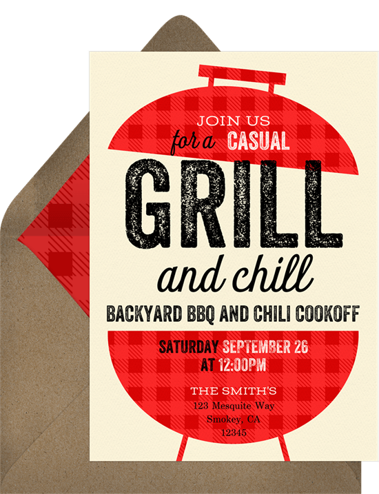 potluck invitation: Grill and Chill BBQ invitation