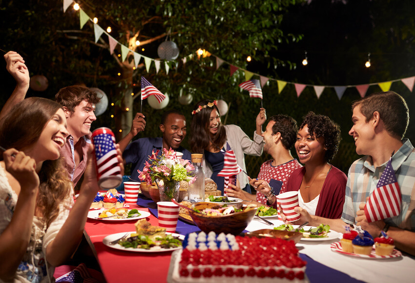 4th of July activities for adults: group of friends having a party