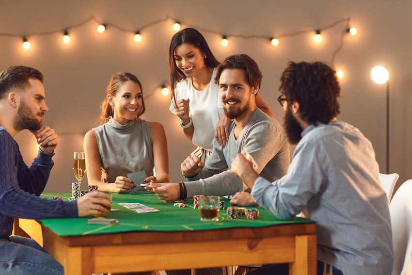 Group of friends playing poker