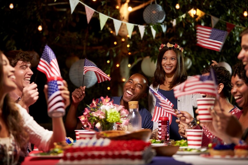 4th of July party: group of people celebrating Independence Day