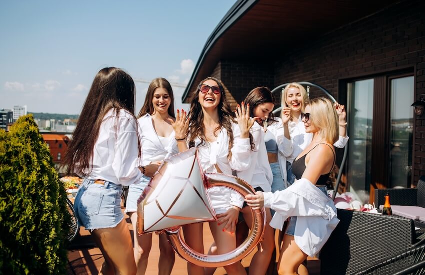 Bachelorette party ideas: group of women at a party