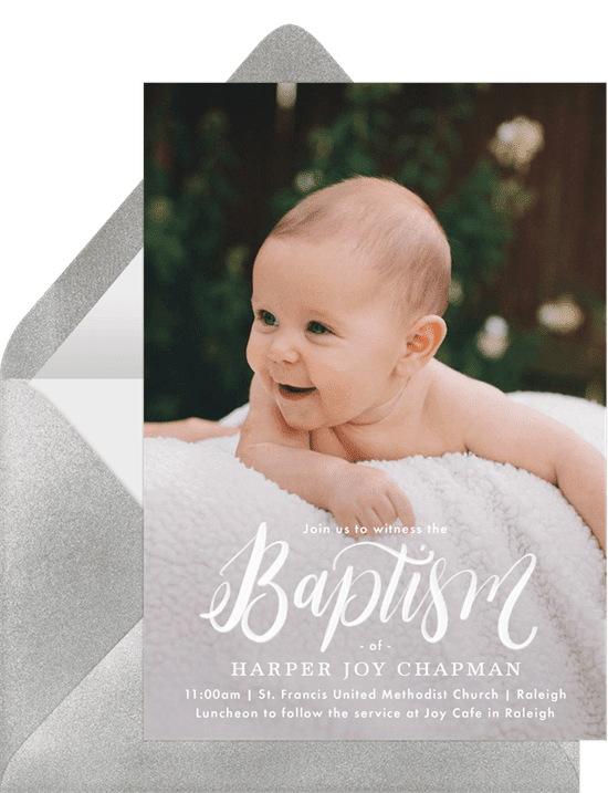 Hand lettered baptism invitations 