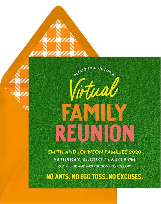Virtual Family Reunion Invitation by Greenvelope