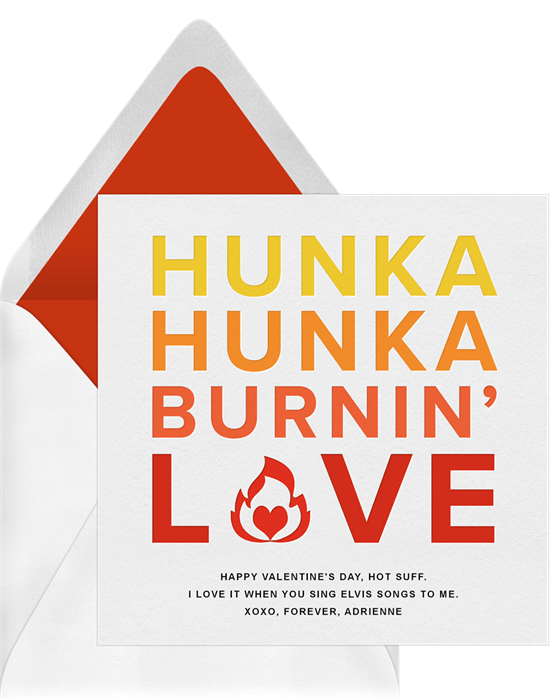 Valentines Day quotes: Burnin' Love Card by Greenvelope