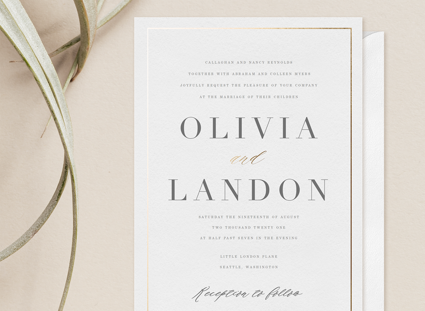 formal wedding invitation wording: Olivia and Landon wedding invitation