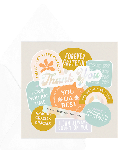 Vintage Stickers Thank You Card