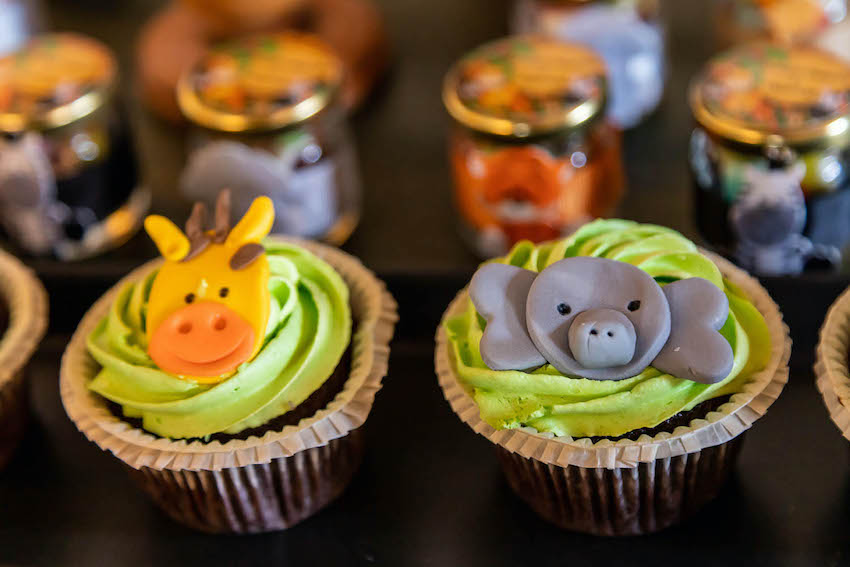 Baby shower ideas for boys: Safari themed animal cupcakes