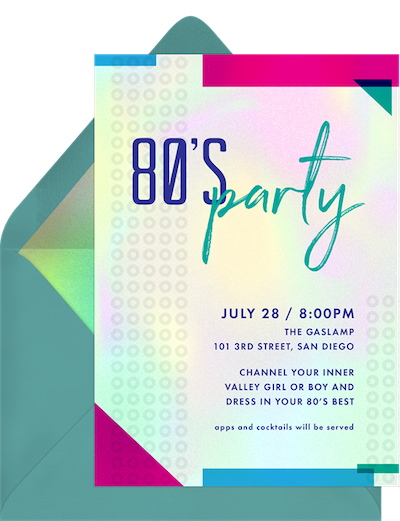 80s theme party: Music themed centerpieces invitation