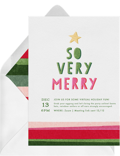 Holiday themed virtual game night invitation