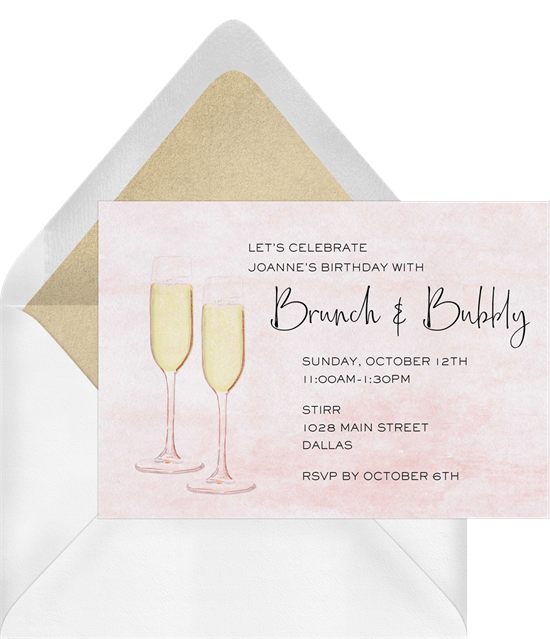 Watercolor Brunch and Bubbly Invitation