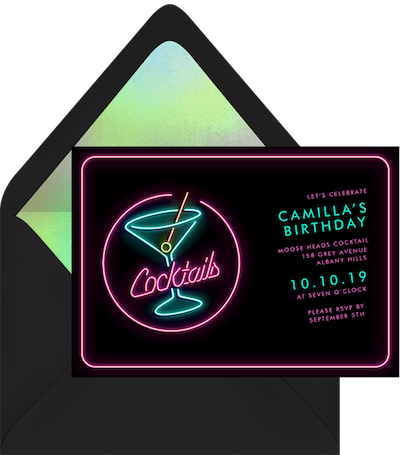 Brightly colored cocktails invitation