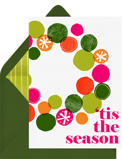 Christmas gift card: Funky offset wreath card