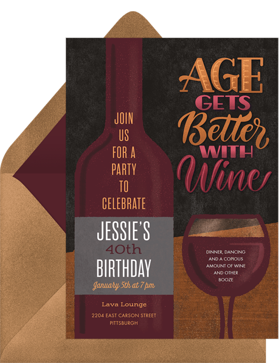 80th birthday invitations: Better With Wine Invitation