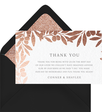 Thank You Card for a Bridal Shower or Wedding