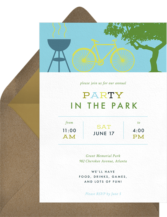 family reunion ideas: Park Party Invitation by Greenvelope