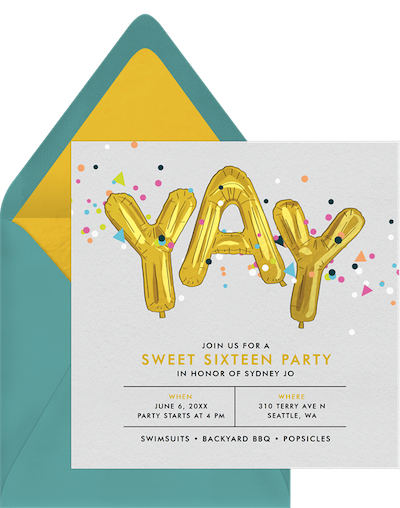 sweet 16 ideas: confetti invitation