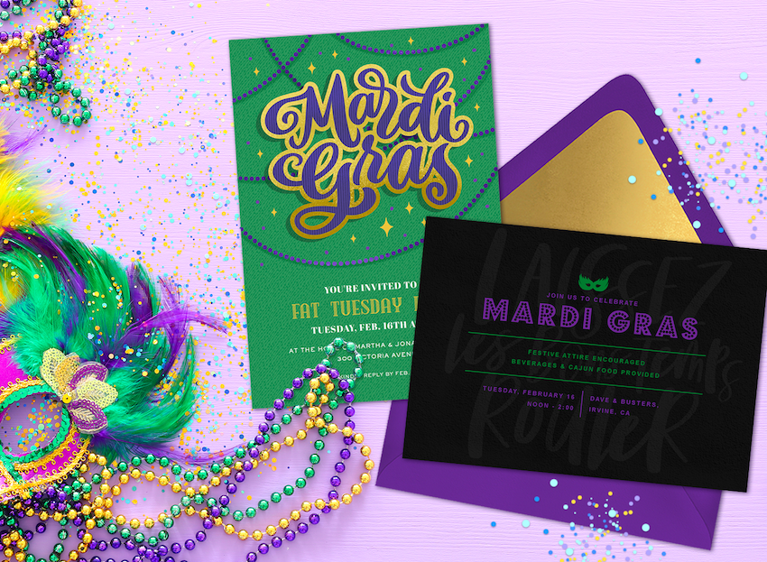 Mardi Gras party ideas invitation