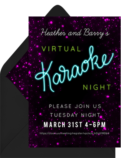 Virtual game night: Virtual karaoke invitation