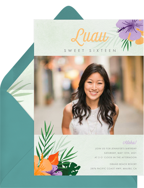 sweet 16 party ideas: Luau Crown Invitation by Greenvelope