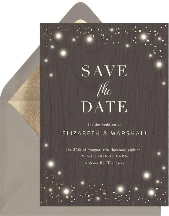 save the date postcards: Rustic Twinkle Save the Date by Greenvelope