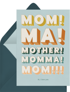 Mother's Day card ideas: Mom! Card