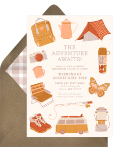 Adult party ideas: Outdoor adventure day invitation