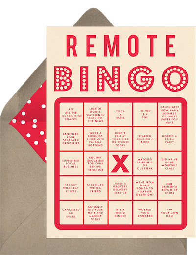 Virtual bingo invitation