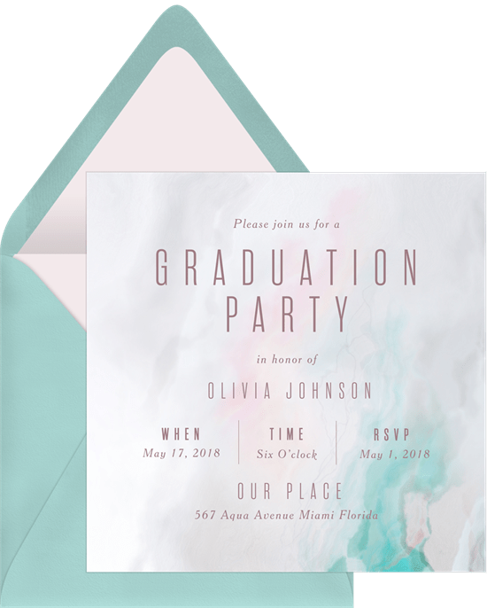 College graduation invitations: Soft Marbling Invitation