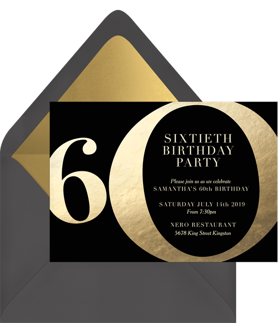 60th birthday party ideas: Golden 60 Invitation by Greenvelope