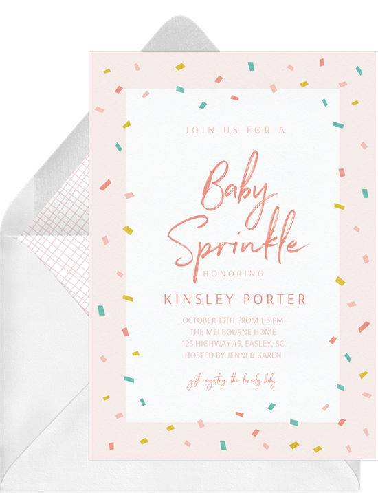 baby shower themes: Sprinkle Confetti Invitation by Greenvelope