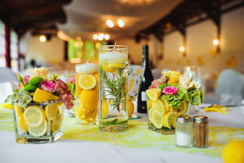 Lemon themed table setting