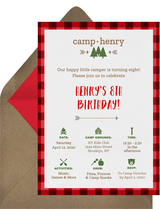 family camping invitation from Greenvelope