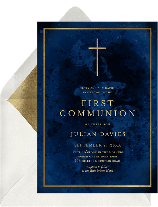 The Modern Cross First Communion Invitations from Greenvelope