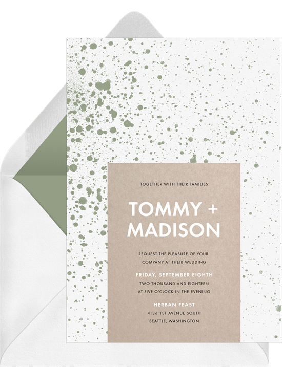Modern Paint Splatter wedding invitation by Greenvelope