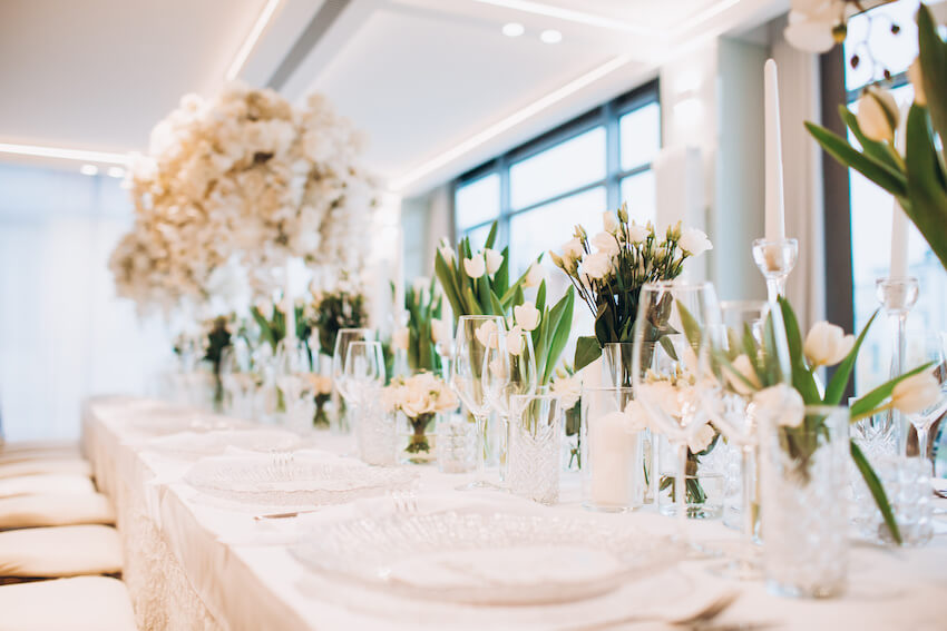 Modern wedding decor for a table