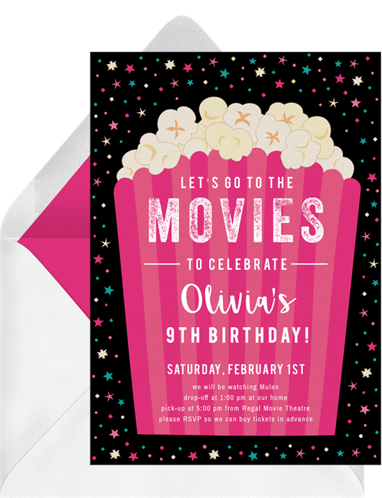 Movie Ticket Style Birthday Invitation Movie Premiere Birthday Party Invite