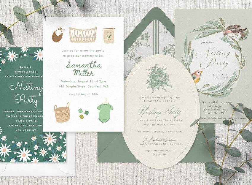 Nesting party invitation cards