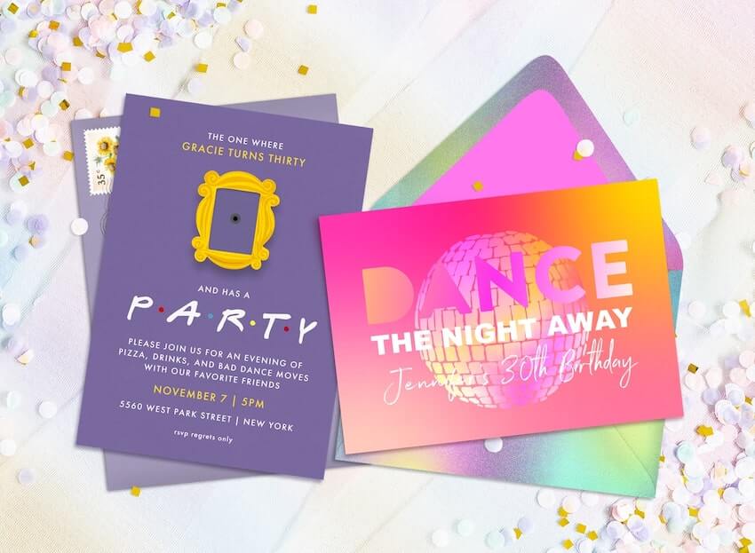 2000s themed party: party invitation cards