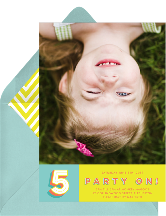 1st birthday invitations: the Party On! invitation design from Greenvelope