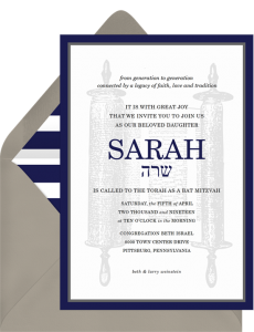 Bat Mitzvah Invitations: Etiquette, Wording, and Guest Lists - STATIONERS