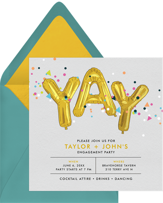 Engagement party ideas: Pizza Party invitation style
