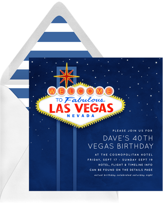 Casino theme party birthday invitation 